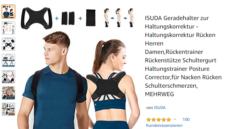 ISUDA Geradehalter zur Haltungskorrektur, Amazon.de Screenshot